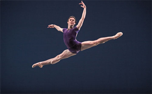 Connor Walsh in Houston Ballet’s production of William Forsythe’s The Vertiginous Thrill of Exactitude. PHOTO: AMITAVA SARKAR.