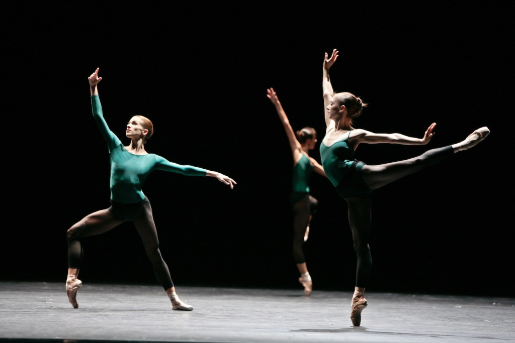 In the middle, somewhat elevated. Artists of Houston Ballet. Photo by Amitava Sarkar. 