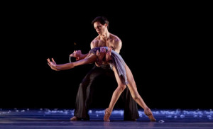 Karina Gonzalez and Simon Ball in Murmuration.  Photo by Amitava Sarkar.   Image provided courtesy of Houston Ballet. 