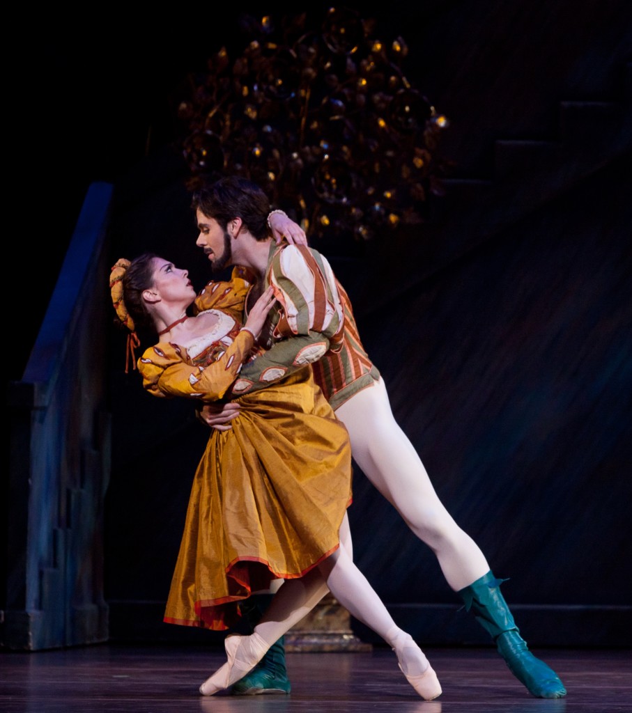 John Cranko's The Taming of the Shrew. Dancers: Connor Walsh and Melody Mennite. Photo by Amitava Sarkar. Image provided courtesy of Houston Ballet.
