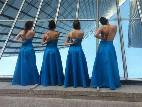 Jacquelyne Jay Boe, Laura Gutierrez, Alex Soares and Brit Wallis in Frame Dance Productions Quiver. Photo by Jonathon Hance.